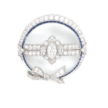 Estate Brooch Diamonds and Sapphires